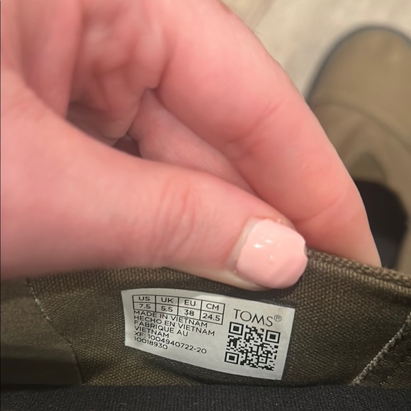 NWT TOMS Alpargata Combat Dark Olive Comfort Foam Insoles Canvas Shoes Size 7.5 - Picture 8 of 12